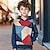 olcso fiú 3D pulóverek és pulóverek-Fiú 3D Grafika Mértani Színes Kapucnis felsőrész Hosszú ujj 3D nyomtatás Nyár Tavasz Ősz Divat Utcai sikk Menő Poliészter Gyerekek 3-12 év Szabadtéri Hétköznapi Napi Normál