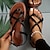 voordelige Damessandalen-Damessandalen met bandjes Romeinse sandalen boho platte strandsandalen plus maat dagelijks strand zomer platte hak open teen donkerbruin zwart beige