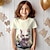 halpa tyttöjen 3d t-paidat-Tyttöjen 3D Kuvitettu Piirretty Kissa T-paita Lyhythihainen 3D-tulostus Kesä Kevät Aktiivinen Muoti söpö tyyli Polyesteri Lapset 3-12 vuotta ulko- Kausaliteetti Päivittäin Normaali