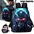 cheap Kids &amp; Teen Backpacks-Large Capacity Cyber Skull Backpack for Teens – Futuristic Red-Eye Robot Print Laptop Bag with USB Port for School or Travel