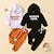 cheap Sets-2 Pieces Toddler Boys Hoodie &amp; Sweatpants Set Outfit Letter Long Sleeve Pocket Cotton Set Outdoor Active Sports Fashion Spring Fall 3-7 Years Black White