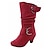 cheap Women&#039;s Boots-Women&#039;s Boots Valentines Gifts Slouchy Boots Heel Boots Party Valentine&#039;s Day Work Mid Calf Boots Buckle Kitten Heel Round Toe Elegant Vintage Casual Walking Faux Suede PU Zipper Black Red Purple