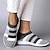 ieftine Mocasini de Damă-Pentru femei Adidași Slip-On-uri Mărime Plus Size Pantofi Flyknit Pantofi de confort În aer liber Zilnic Bloc Culoare Dungi Vară Toc Drept Vârf rotund Sportiv Casual Confortabili Plasă Loafer Negru