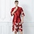 voordelige Ochtendjassen-Voor heren Pyjama Gewaad Zijden jurk Zijden Kimono 1 stuks dier Modieus Zacht Huis Bed Spa Faux Zijde Polyester V-Wire Lange mantel Standaard Zomer Zwart Rood