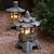 baratos Luzes e lanternas de caminho-decoração ornamentos zen acessórios para jardim torre movida a energia solar estátua palácio lanternas lâmpada solar pagode de pedra lanterna
