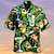 billige herrelejrskjorter-Herre Skjorte Hawaii skjorte Grafiske tryk Drikke Aftæpning Lysegul Gul Lysegrøn Mørkegrøn Lilla Afslappet Hawaiiansk Kortærmet Trykt mønster Knap ned Tøj Tropisk Mode Hawaiiansk Blødt