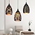 billiga Belysning för köksön-hängande lampa 1-ljus svart metall ihålig skärm hängande lampa, justerbar vintage ljuskrona för köksö matsal, 1 pack 110-240v