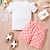 cheap Sets-2 Pieces Kids Girls&#039; Cartoon Ruffle Shorts Suit Set Short Sleeve Vacation Outdoor 3-7 Years Summer Pink Red Blue