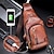 cheap Laptop Bags,Cases &amp; Sleeves-2023 cowhide Leather Casual Fashion Crossbody Chest Bag men&#039;s leather bag USB Charging Travel Shoulder Bag Daypack Male