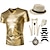 cheap Historical &amp; Vintage Costumes-Metallic Retro Vintage 1920s Punk &amp; Gothic Outfits T-shirt Necktie Bow Tie Fedora Hat Gentleman Gangster Men&#039;s V Neck Halloween Halloween Casual Daily Party / Cocktail Shirt