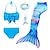 abordables Ropa de baño-Traje de baño de cinco piezas para niños y niñas, trajes de baño de monoaleta bonitos de arcoíris para la playa de 3 a 10 años, púrpura de verano