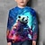 billiga pojkes 3d t-shirts-Pojkar 3D Djur Galax Panda T-shirt Långärmad 3D-tryck Sommar Vår Höst Sport Mode Streetwear Polyester Barn 3-12 år Utomhus Ledigt Dagligen Normal