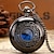 abordables RELOJ DE BOLSILLO-Reloj de bolsillo con esfera azul estrellado, colgante de números romanos, caja hueca de bronce, reloj de bolsillo de cuarzo, collar vintage steampunk, relojes colgantes, regalos de recuerdo para hombres y mujeres