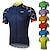 cheap Men&#039;s Jerseys-Arsuxeo Men&#039;s Cycling Jersey Short Sleeve Bike Jersey with 3 Rear Pockets Mountain Bike MTB Road Bike Cycling Sunscreen Breathability Reflective Strips Back Pocket Navy Yellow Red Gradient Polyester
