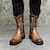 cheap Cowboy &amp; Western Boots-Men&#039;s Boots British Style Plaid Shoes Cowboy Boots Riding Boots Casual British Daily Leather Comfortable Booties / Ankle Boots Loafer Dark Brown Black Brown Fall Winter