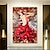 baratos Pinturas de Pessoas-Bailarina pintada à mão pintura a óleo pintura de comissão original balé arte de parede vertical imagem fina arte de parede vermelha decoração do quarto