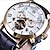 abordables Relojes mecánicos-Forsining hombres reloj mecánico de lujo gran dial moda negocio calendario fecha fecha semana reloj de cuero