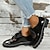 abordables Sandalias planas de mujer-Mujer Slip-Ons Mocasines Tallas Grandes Exterior Diario Color sólido Verano Pajarita Tacón Bajo Dedo redondo Elegante Minimalismo Zapatos de Paseo Cuero Sintético Mocasín Negro