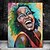 abordables Impresiones de Personas-Pósteres e impresiones de cara sonriente de mujer africana colorida en lienzo pintura chica negra arte de pared imagen para decoración para sala de estar