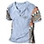 billige Henley t-skjorte for menn-Herre T skjorte Henly-skjorte Grafisk Fargeblokk Stamme V-hals Klær 3D-utskrift utendørs Daglig Kortermet Trykt mønster Designer Etnisk Klassisk Fritid