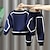 cheap Sets-2 Pieces Kids Boys Hoodie &amp; Sweatpants Set Clothing Set Outfit Stripe Long Sleeve Cotton Set Outdoor Sports Fashion Daily Spring Fall 3-7 Years Navy Blue Light Grey