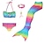 preiswerte Badebekleidung-Kinder Mädchen fünfteiliger Bikini Schwimmen Regenbogen süßer Aufdruck Badeanzüge 3-10 Jahre Frühlingsrose rot