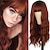 cheap Costume Wigs-Long Wavy Red Wig with Bangs Synthetic Long Red Hair wigs for Women Wine Red Curly Cosplay Burgundy Wig for Girls Daily Party Use