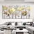 billiga Blom- och växtmålningar-handgjord oljemålning duk väggkonst dekor original guld blad blomsterkonst målning för heminredning med sträckt ram/utan innerram målning
