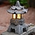 baratos Luzes e lanternas de caminho-decoração ornamentos zen acessórios para jardim torre movida a energia solar estátua palácio lanternas lâmpada solar pagode de pedra lanterna
