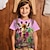 olcso lány 3D-s pólók-Lány 3D Grafika Virágos Zsiráf Póló Rövid ujjú 3D nyomtatás Nyár Tavasz Aktív Divat aranyos stílus Poliészter Gyerekek 3-12 év Szabadtéri Hétköznapi Napi Normál