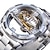 billige Mekaniske ure-forsining dobbelt side gennemsigtige ure gylden luksus læderrem herre mekanisk ur