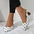 cheap Women&#039;s Heels-Women&#039;s Sandals Mules Block Heel Sandals Stilettos Classic Loafers Daily Polka Dot Summer Sparkling Glitter High Heel Decorative Heel Pointed Toe Elegant Fashion Classic Faux Leather PU Loafer Black