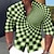 billige grafiske skjorter til mænd-herreskjorte optisk illusion grafisk geometri stativ krave blå-grøn sort hvid blå grøn udendørs street langærmet print tøj tøj mode streetwear designer