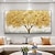 olcso Virág-/növénymintás festmények-kézzel készített olajfestmény vászon fali művészeti dekor eredeti aranyfa textúrájú fák teljes egészében otthoni dekorációhoz feszített kerettel belső keretfestés nélkül