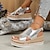 cheap Women&#039;s Sandals-Women&#039;s Wedge Sandals Platform Sandals Beach Summer Elegant Fashion Casual Faux Leather Buckle Silver Almond