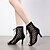 baratos Botas de dança-Mulheres Botas de Dança Profissional Sapatos Brilhantes à moda Sensual Gliter com Brilho Dedo Aberto zíper Com Cadarço Adulto Preto