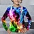 billiga pojkes 3d t-shirts-Pojkar 3D Grafisk Geometrisk Färgblock T-shirt Långärmad 3D-tryck Sommar Vår Höst Sport Mode Streetwear Polyester Barn 3-12 år Utomhus Ledigt Dagligen Normal