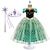 cheap Dresses-Kids Girls&#039; Dress Graphic Geometric Flower Short Sleeve Elegant Sweet Tulle Dress Summer Spring Green B B49 SA30