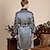 cheap Men&#039;s Robes-Men&#039;s Plus Size Pajamas Robe Silk Robe Robes Gown Striped Robes Daily Spa Faux Silk Satin Lightweight Deep V Stripe Belt Included Fall Spring &amp; Summer Champagne Blue