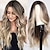 cheap Synthetic Trendy Wigs-Long Ombre Blonde mixed Brown Highlight Wavy Wig for WomenMiddle Part Curly Wavy Wig Natural Looking Synthetic Heat Resistant Fiber Wig for Daily Party Use 26IN