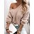 cheap Sweaters &amp; Cardigans-Women&#039;s Pullover Sweater Jumper Jumper Cable Knit Beads V Neck Solid Color Daily Going out Stylish Casual Fall Winter Pink Beige S M L