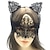 abordables Masque d&#039;Halloween &amp; Accessoires-masque de mascarade en dentelle pour femme, masque de mascarade noir pour femme masque de chat bandeau d&#039;oreille de chat avec tour de cou coeur