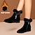 cheap Snow &amp; Winter Boots-Women&#039;s Boots Snow Boots Suede Shoes Winter Boots Outdoor Daily Solid Color Fleece Lined Booties Ankle Boots Winter Rhinestone Flat Heel Round Toe Elegant Fashion Plush Faux Suede Zipper Black