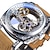 お買い得  機械式腕時計-FORSINING 女性 男性 機械式時計 贅沢 大きめ文字盤 ファッション ビジネス スケルトン 自動巻き 光る 防水 レザーストラップ 腕時計