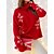cheap Sweaters &amp; Cardigans-Women&#039;s Pullover Sweater Jumper Jumper Ribbed Knit Print Turtleneck Snowflake Daily Going out Stylish Casual Fall Winter Red S M L
