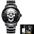 baratos Relógios Quartz-Lige masculino relógio de quartzo crânio 3d à prova d&#039;água de aço inoxidável relógio analógico de quartzo masculino decoração de halloween relógio de pulso com caixa de presente