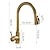 cheap Pullout Spray-Traditional Kitchen Faucet Pull Out Sink Mixer Vessel Brass Taps, 360 Degree Single Handle Vintage Taps with Cold and Hot Hose
