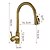 cheap Pullout Spray-Traditional Kitchen Faucet Pull Out Sink Mixer Vessel Brass Taps, 360 Degree Single Handle Vintage Taps with Cold and Hot Hose