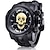 levne Quartz hodinky-pánské quartz hodinky kreativní lebka hlava móda silikonový pásek sport analogové quartz náramkové hodinky halloween dárek pro muže