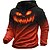 cheap Men&#039;s Pullover Hoodies-Halloween Pumpkin Head Hoodie Mens Graphic Color Block Prints Monster Daily Classic Casual 3D Pullover Holiday Going Out Hoodies Waffle Yellow Red Orange Squares Black Face Cotton
